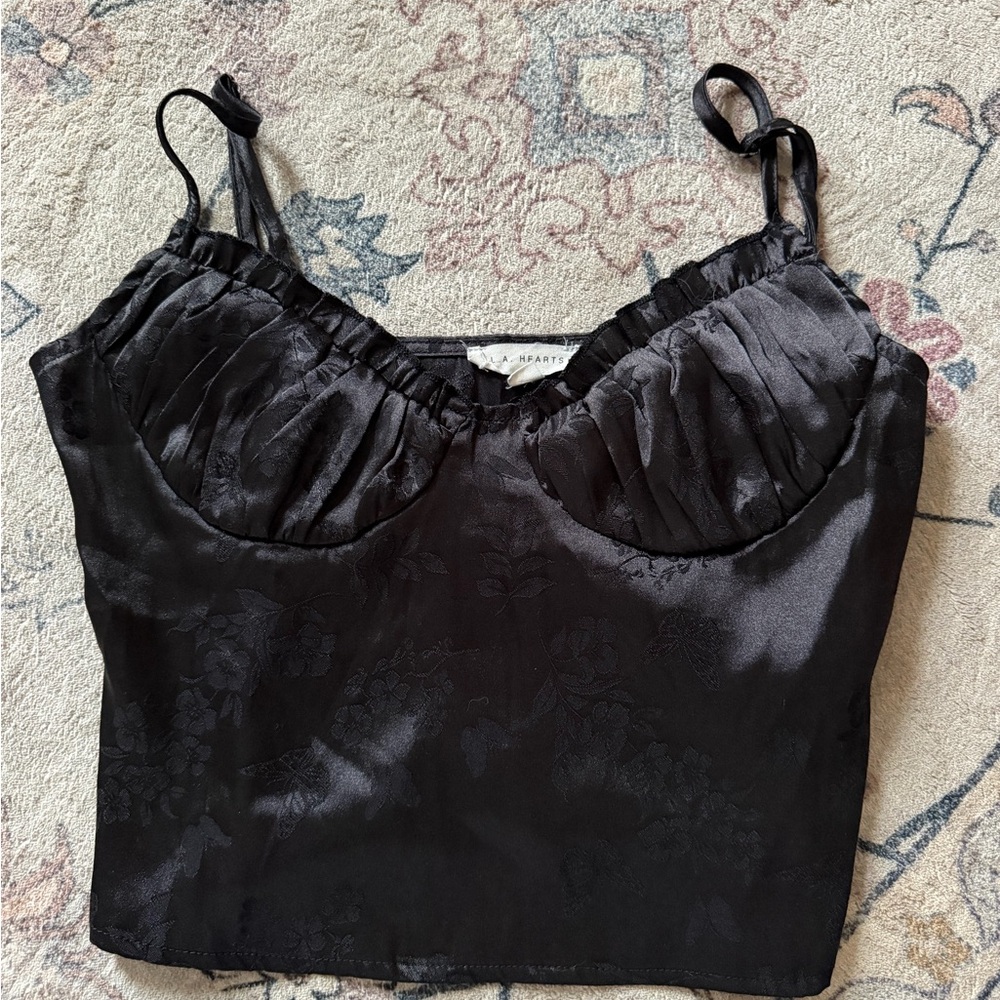 La Hearts Black Textured Top
